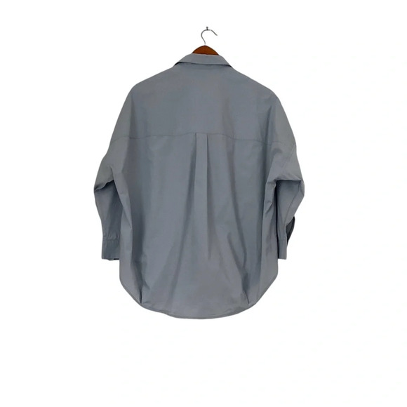 French Connection Womens Rhodes Shirt Blue Oversized Popover Blouse Slouchy S - Picture 2 of 12